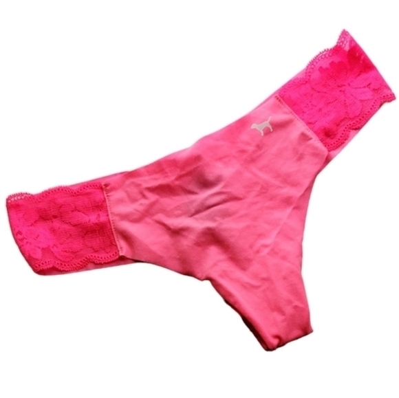PINK Victoria's Secret Thong Panties‎ Underwear Pink Lace Women New XL NWT - Picture 1 of 4